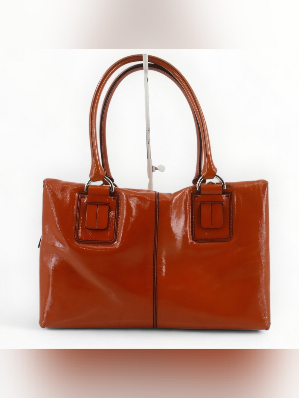 Tods Patent Leather Tote Bag Square Semi Structured